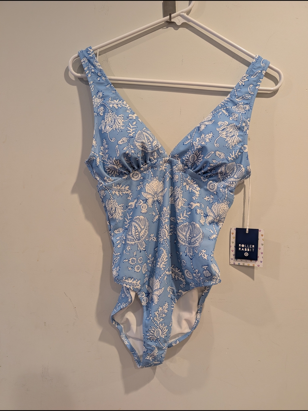 Roller Rabbit Target Blue White One-Piece Bathing Suit XS Beach Summer Swim